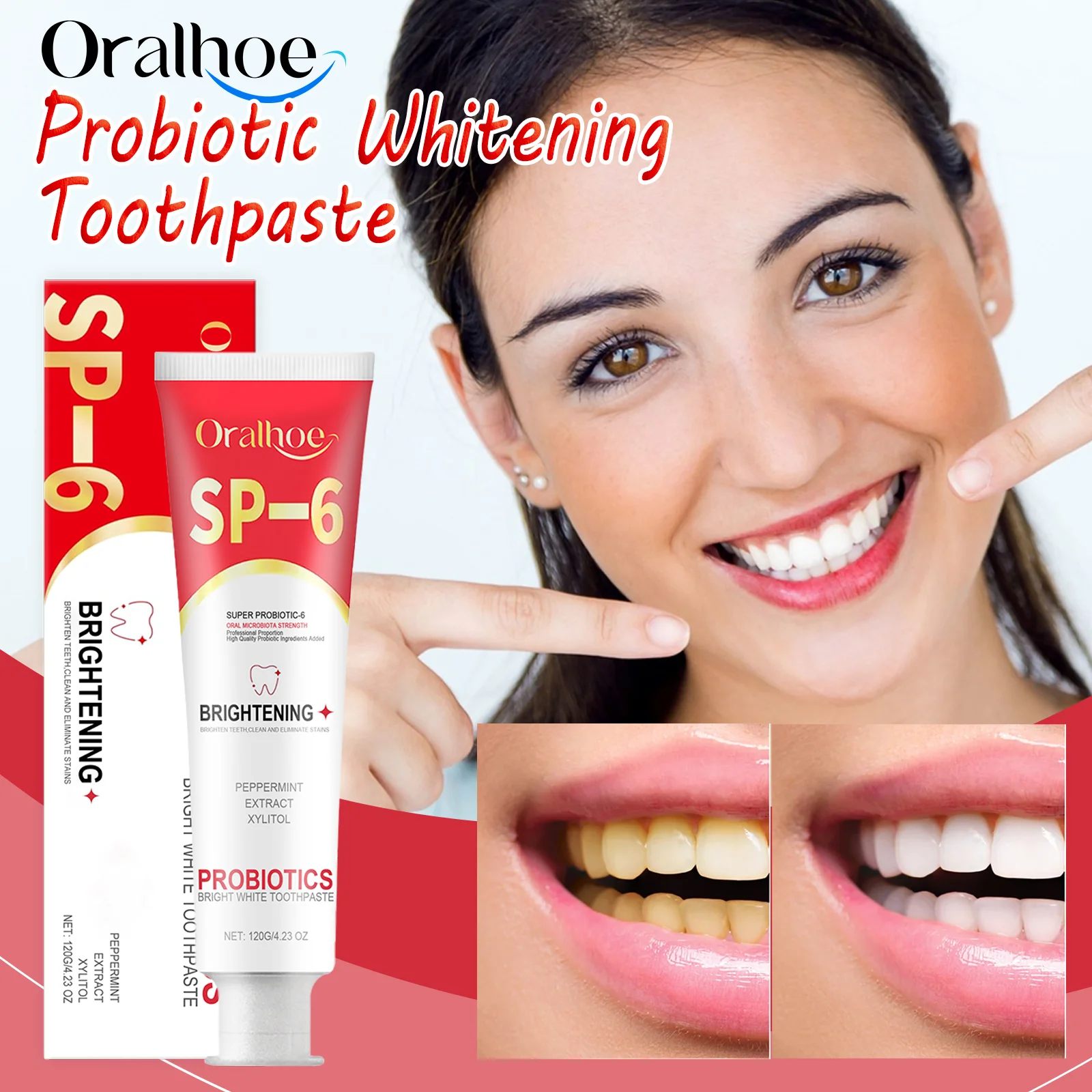 

OralHoe Probiotic Whitening Toothpaste For Gentle Gum Care Teeth Stain Removal Fresh Sensitive Teeth Relief Daily Oral