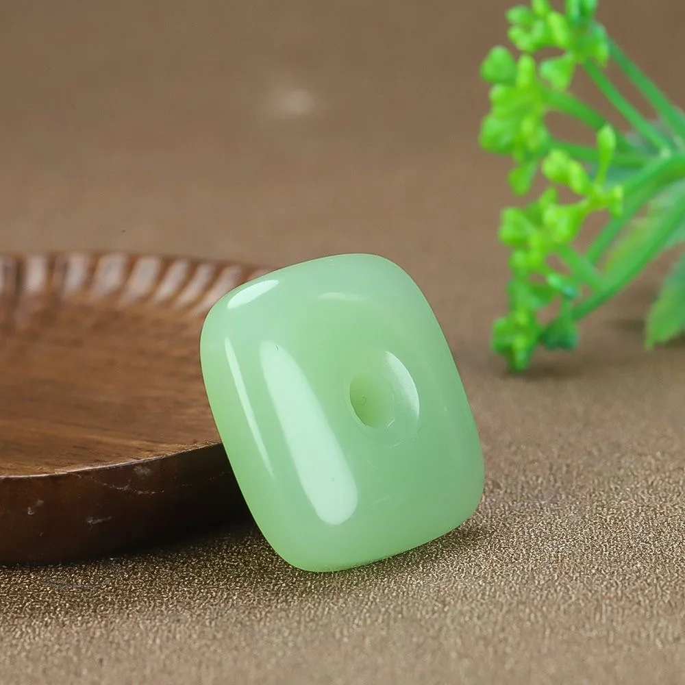 

Xinjiang natural Hetian square buckle safety buckle jade pendant for men and women