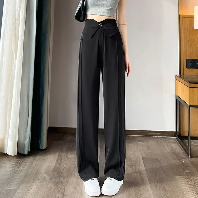 Pants for Womens Fluid High Waist Straight Leg Woman Trouser Aesthetic G Trends 2025 Quality One Size Xxl 90s Harajuku Slacks