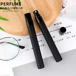 5ML 10ML taşınabilir buzlu sprey şişe Mini mat siyah parfüm Atomizer uçucu yağ sis püskürtücü boş kozmetik konteynerler