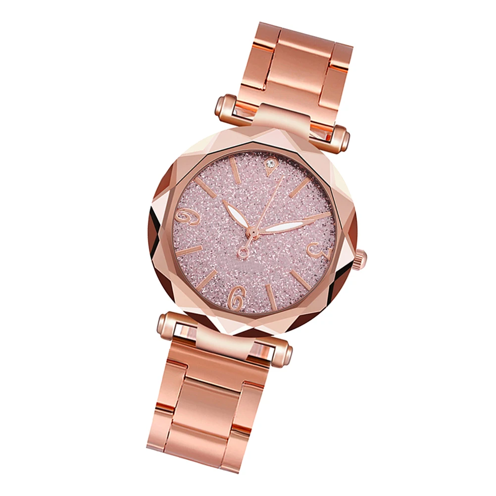 

Ladies Quartz Watches Stainless Steel Pink Strap Wrist Watch Fashion Decoration Premium Material Precise Moving Suitable
