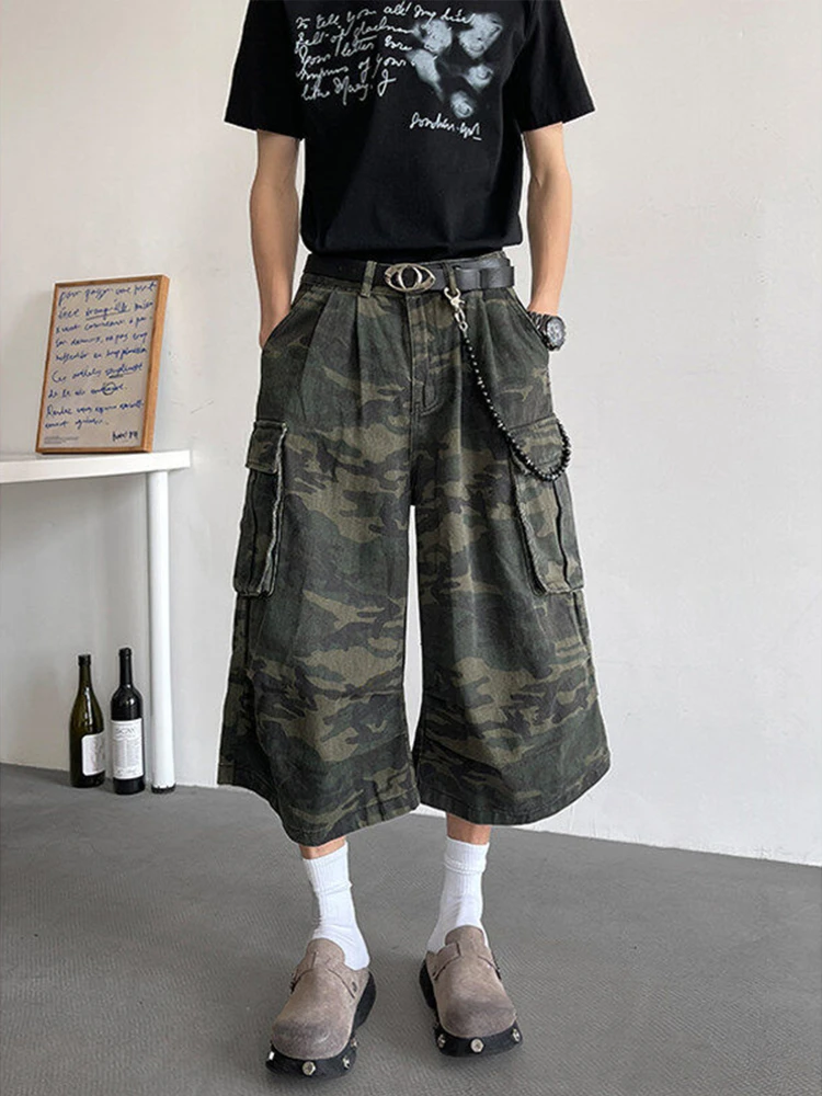 

Camouflage Loose Fit Men's orts Summer Trendy Workwear Seven-Foot High Street CleanFit Straight Leg Pants