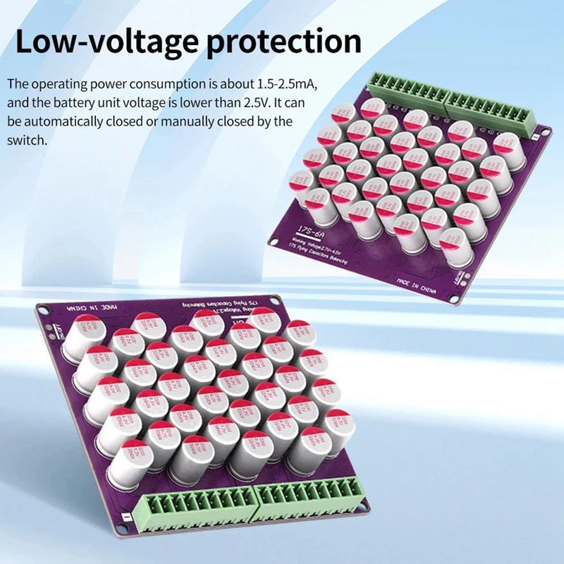 

17S 6A Lithium Battery Management System High Low Voltage Differential Capacitor Active Equalization Module-A33R