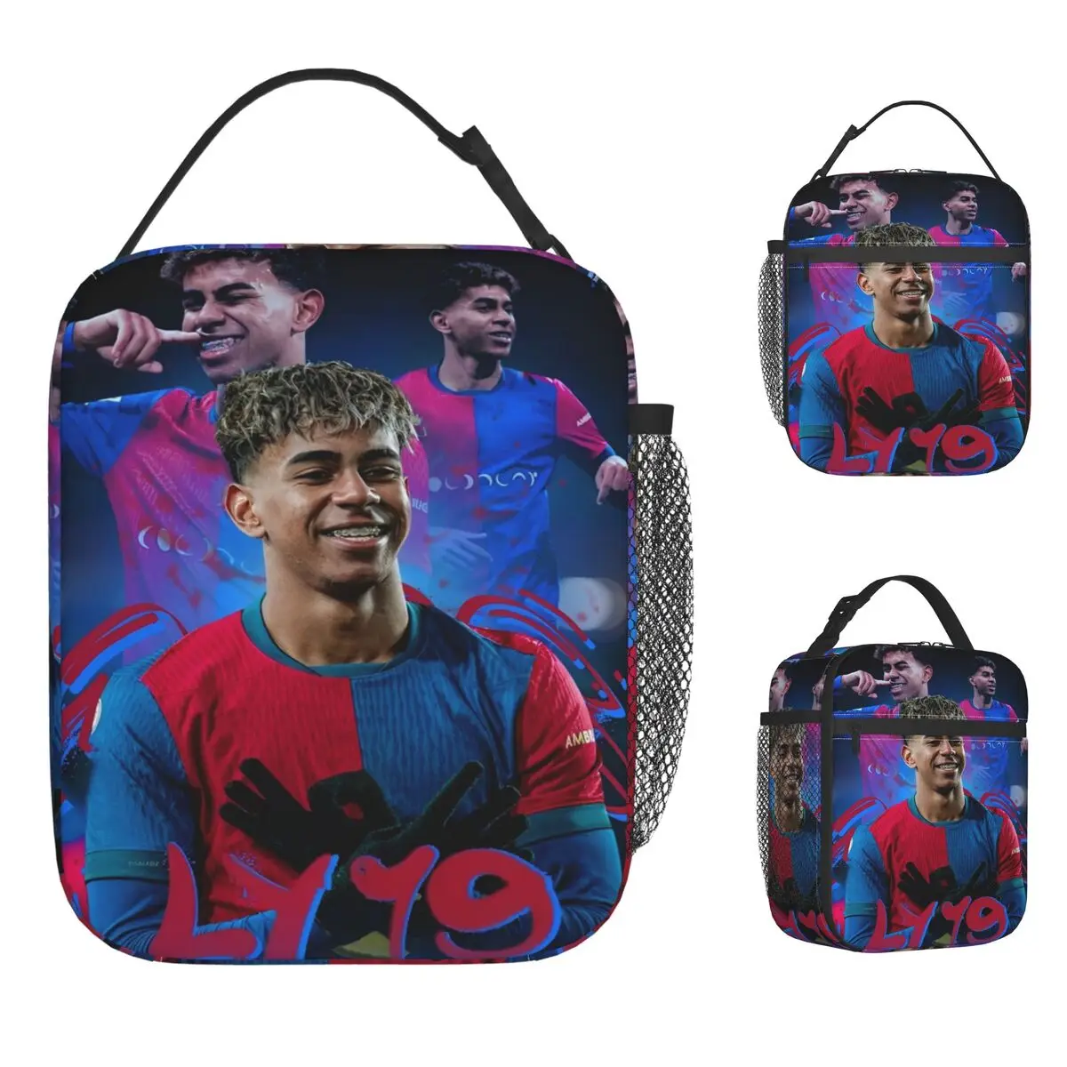 Soccer Number 19 Lamine Y-Yamal Insulated Lunch Bag Cooler Bag Reusable Lunch Container Tote Lunch Box for Men Women School