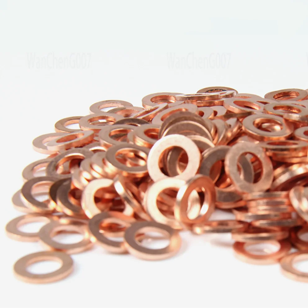 

20/50/100Pcs Solid Pure Copper Washer Oil Plugs Oring Gasket Motorcycle Sump Flat Sealing Spacers M16 M17 M18 M19 M20~M27