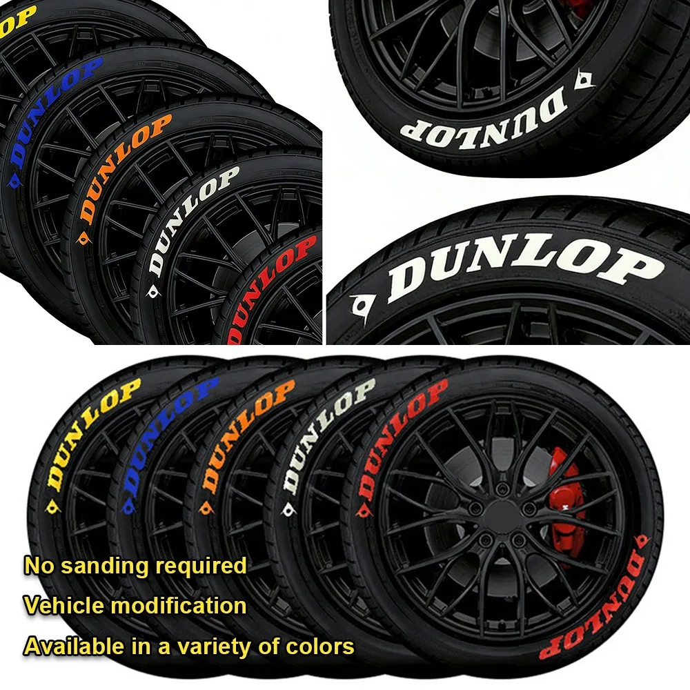 3D DUNLOP Tire Letter Stickers Rubber Tyre Decals for Dunlop Car Motorcycle Wheel Rim Racing Modification Decor Accessories