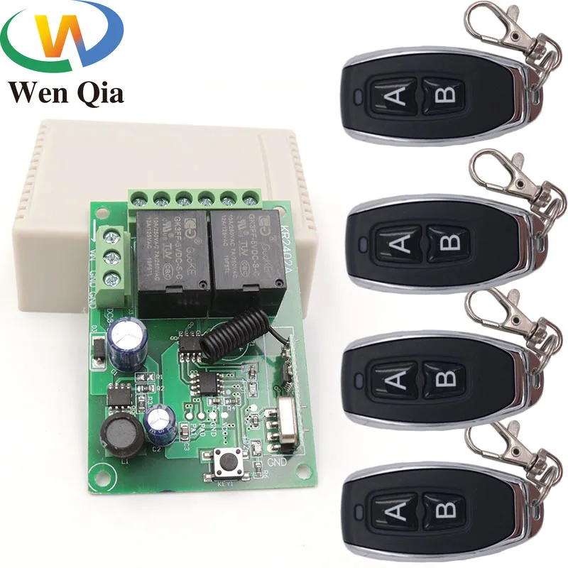 433MHz Universal Wireless Remote Control DC6V 12V 24V 2CH rf Relay and Transmitter Remote Garage/Gate/Motor/Light/Home appliance