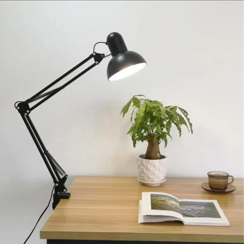 LED Eye Protection Table Lamp Multi-Joint Reading Book Light Flexible Long Swing Arm Desk Lamp for Dormitory Bedroom