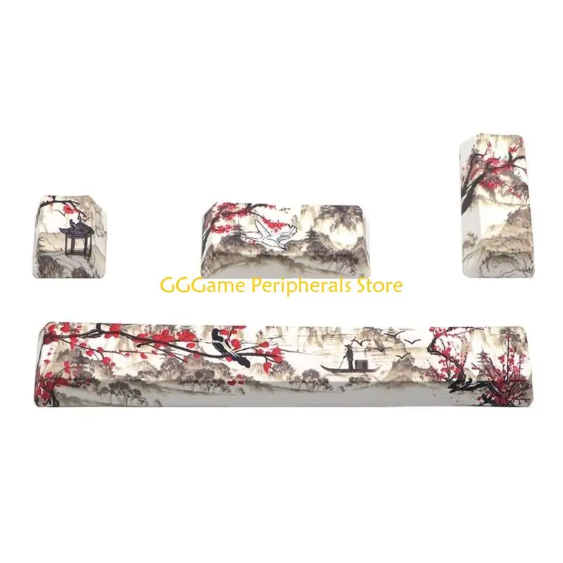 U55B PBT Keycaps Mechanical Keyboard Keycap 5 Sides Dye-Sublimation OEM Height for Space 6.25U ESC Enter Spacebr Keycaps 4PCS