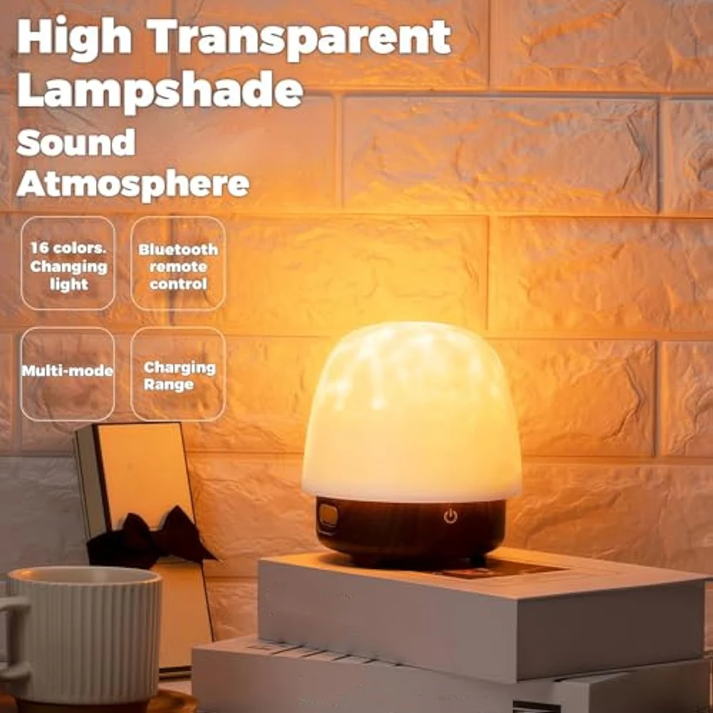 Ocean Wave Aurora Projector Light 16 Colors Ambient Night Light Remote Control Wireless Bluetooth Speaker Birthday Gift Room Dec