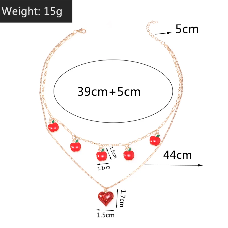Aihua Boho Gold Farbe Rotes Herz Kirsche Halskette Romantische Süße Einfache Schlüsselbein Halsketten für Frauen Kragen Mode Schmuck Geschenke – Detail 17