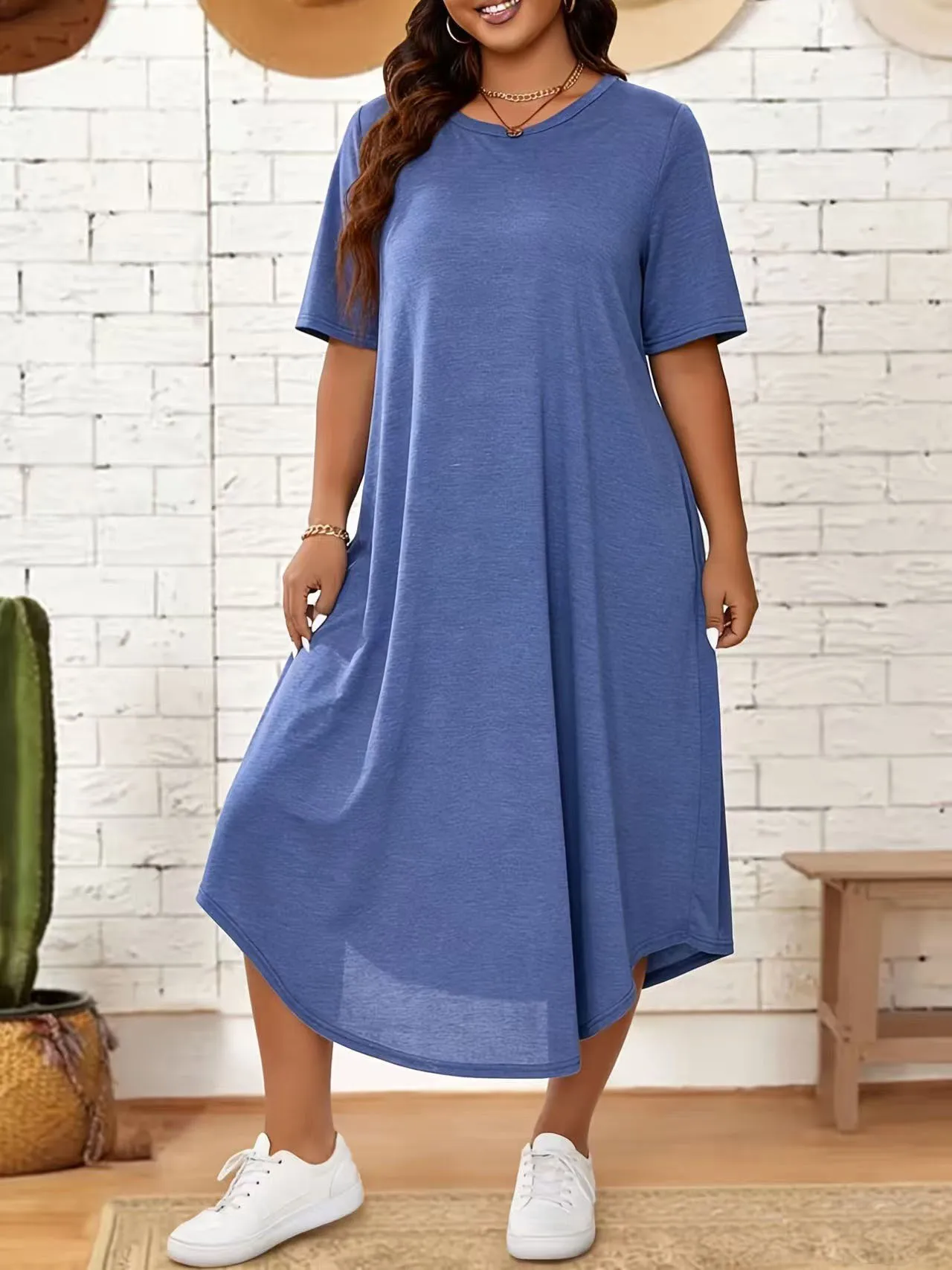 Dames plus size jurk zomer korte mouw