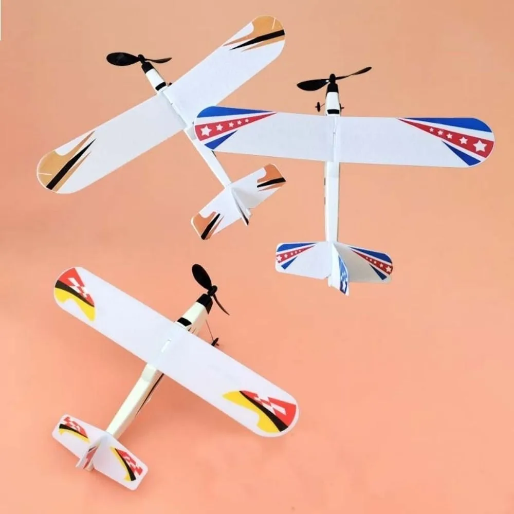 

Ligthweight Airplane Glider Toy Model Popular 3 Styles Rubber Band Powered Helicopter Students Flight Competition