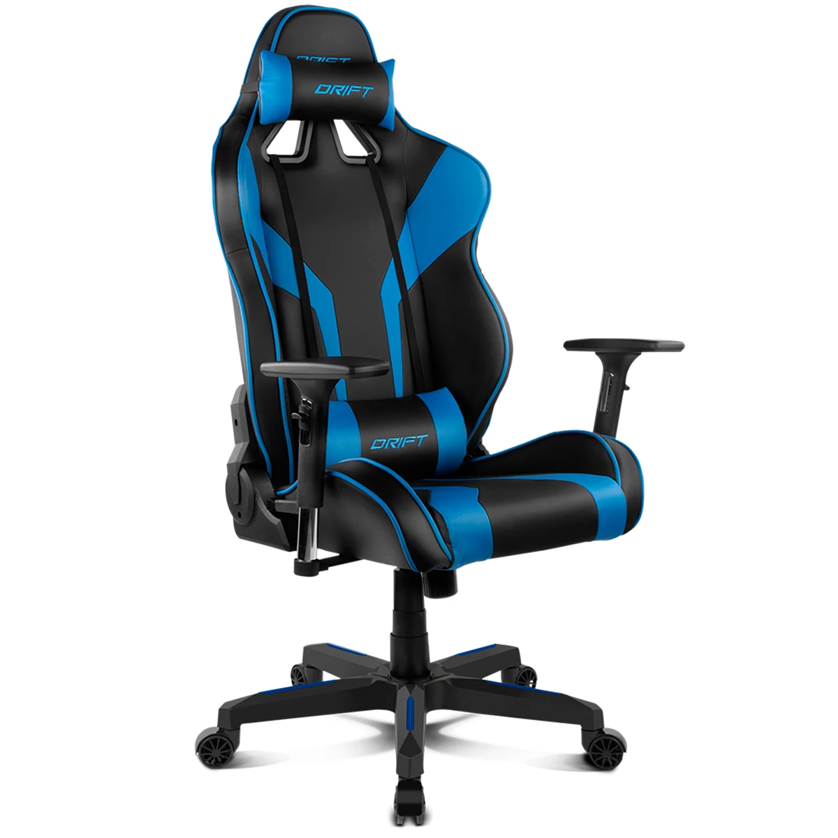 DRIFT-chair Gaming DR111BL-Reposabrazos adjustable 3D, premium materials, Class 4 piston, star shaped wheels and base, Blue