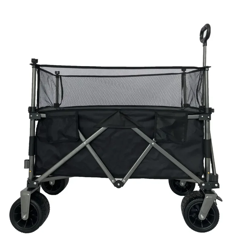 Heavy Duty Metal Folding Camping Wagon Outdoor Picnic Cart Portable Garden Trolley for Beach Travel Light Weight Collapsible