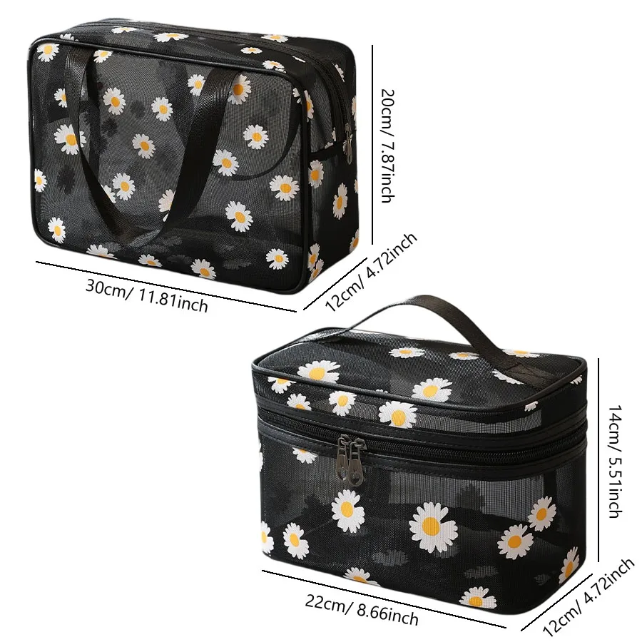 Daisy – große Kosmetiktasche aus Netzstoff, tragbar, ideal als Handtasche für Reisen, Kosmetik-Organizer für Frauen und Mädchen. – Detail 6