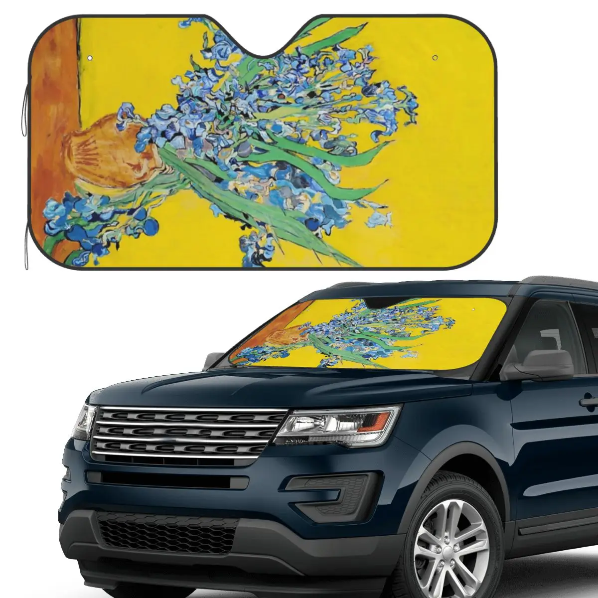 

Vincent Van Gogh Irises Art Flowers Sunshade Windscreen Car Front Windshield Window Sun Visor Accessories Covers