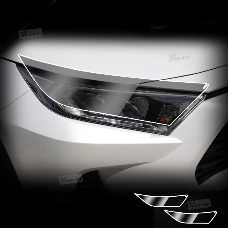 2 Pcs Car Headlight Protective Film Headlamp Transparent Black TPU Sticker For Toyota RAV4 2019-2023 car Accessories