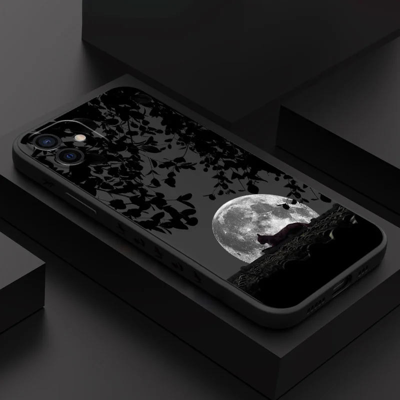 

Moonlit Cat Shadow Phone Case For iPhone 12 11 X XR XS 8 7 SE2 Plus Pro Max Mini Silicone Cover