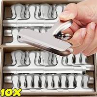 1/10PCS Stainless Steel Sealing Clip Heavy Duty Metal Food Snack Bag Clip DIY Photo Poster Clamp Portable Kitchen Storage Gadget