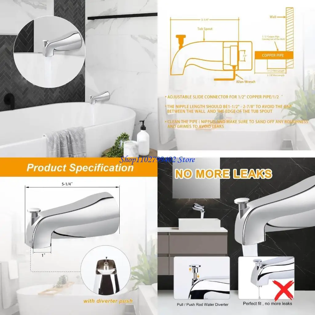 

547F Professional Tub Diverter Concealed Installation Tub Diverter Alloy for Bathroom