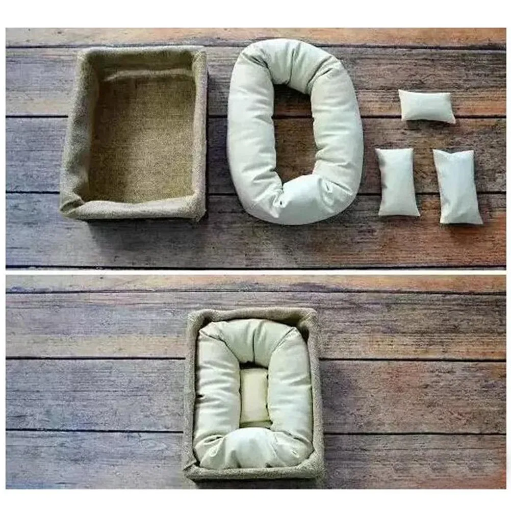 4Pcs Donut Shape Baby Pillow Newborn Photography Props White Basket Filler Lightweight Ventilated Baby Photo Props Safe