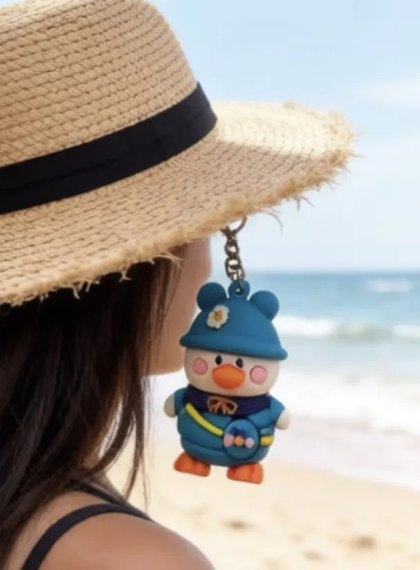 Cute Cartoon Duck Keychain, 3D PVC Duck Key Ring, Kawaii Animal Pendant for Bag/Backpack/Car Keys, Women Girls Gift