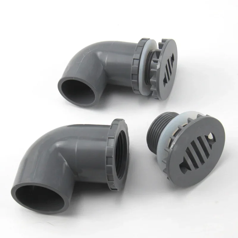 Fish Tank Drain Elbow Water Tank PVC Drain Pipe Component Group Tank Drain Seafood Pool Sewage Bent Strong Discharge 1Pcs