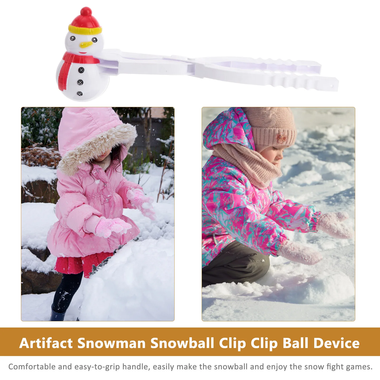 2Pcs Maker Fun Snowman Shape Clips Non-Slip Handle Winter Snow Play Frostbite Outdoor Winter Activities
