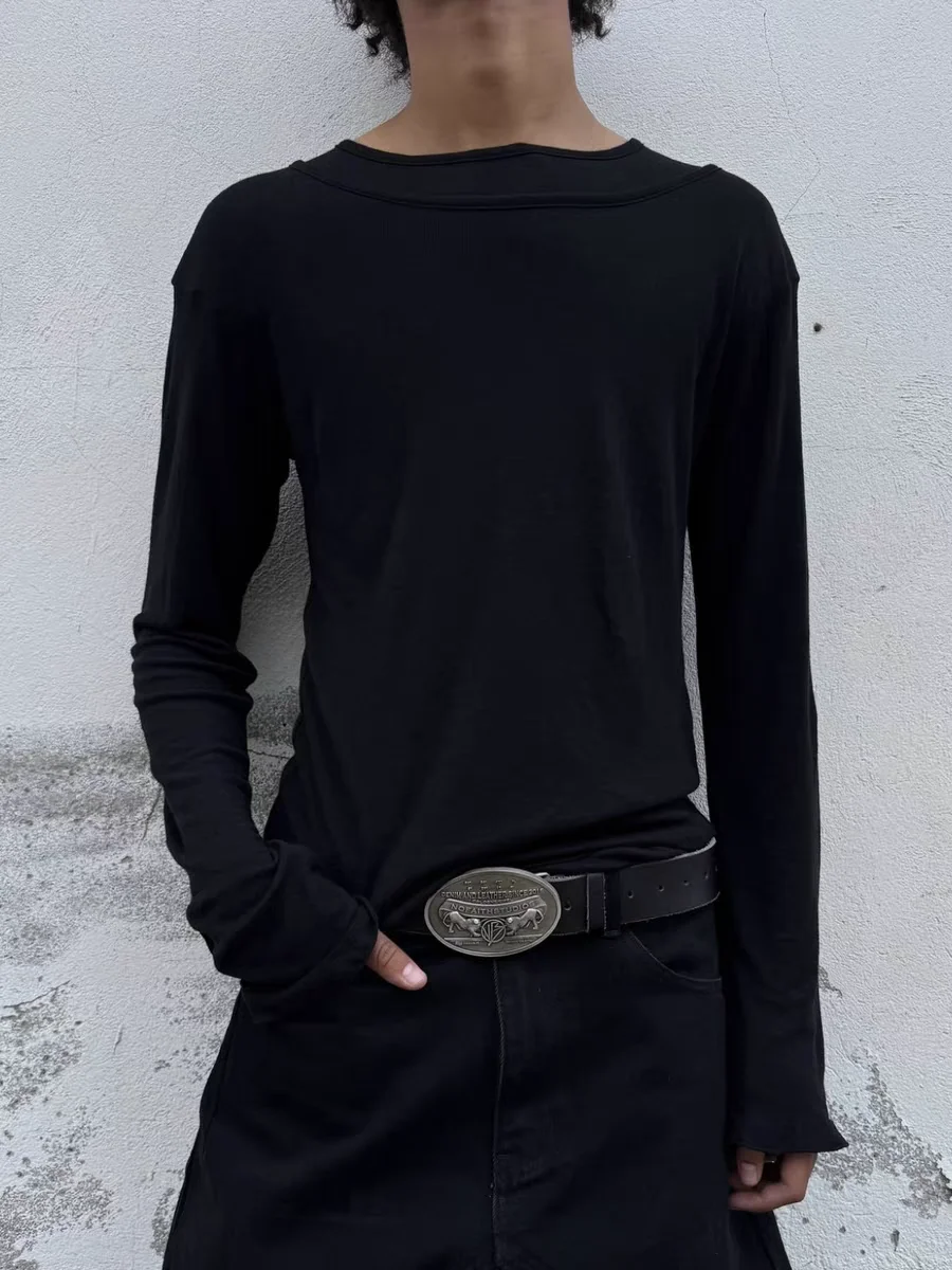 No Faith Studios Retro Style Long Sleeve round Neck Double Layer