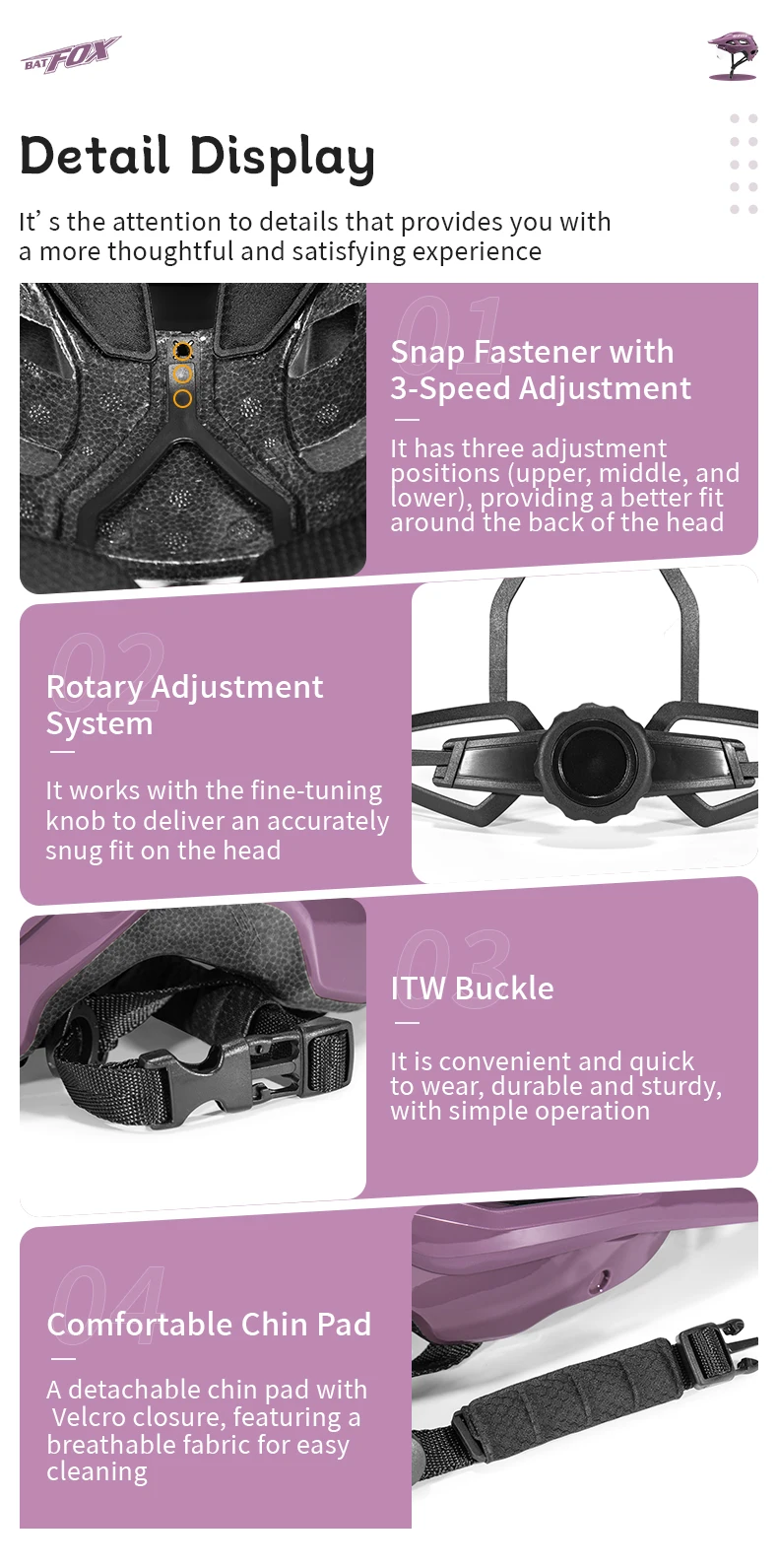 BATFOX Mountainbike-Helm mit Magnetvisier, Ultraleicht, Verstellbare Passform, Rennrad- und MTB-Fahrradhelm für Männer und Frauen, E-Bike-Ausrüstung – Detail 13