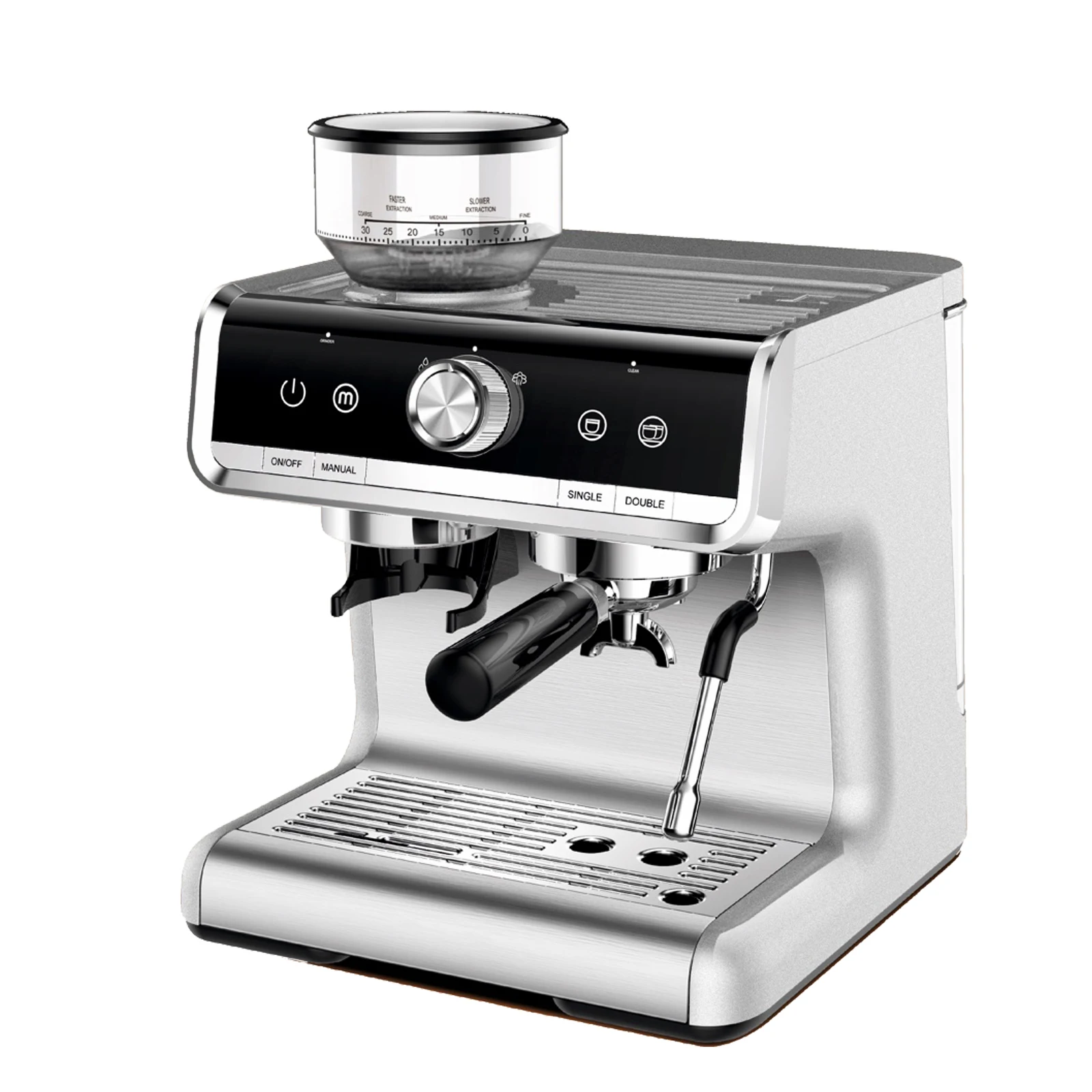 Kaffeevollautomat mit Mahlwerk und Milchaufschäumer, 15 Bar Italienische Pumpe mit 2 Kapazitätsoptionen für Espresso