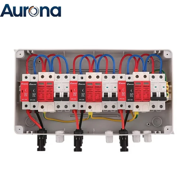 【Professional】600V Solar DC PV Combiner Box,3 String With Lightning Arrester,3 Input 3 Out 15A Rated Current Fuse,63A MCB,SPD,IP