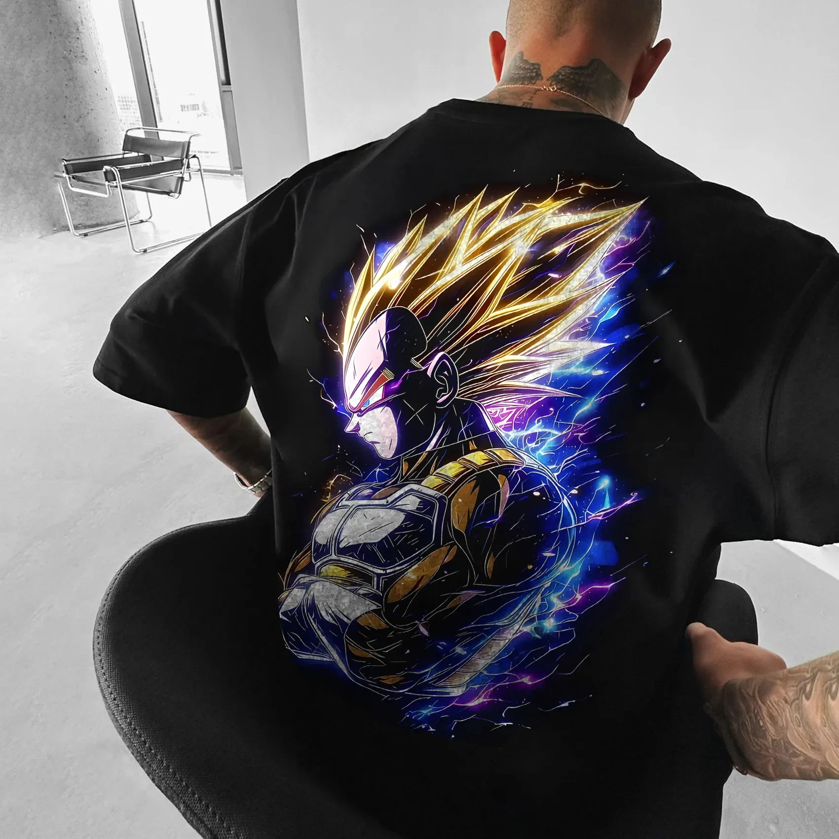 T-shirt girocollo larghe sportive traspiranti estive da uomo e da donna americane a maniche corte in cotone stampato Dragon Ball Goku