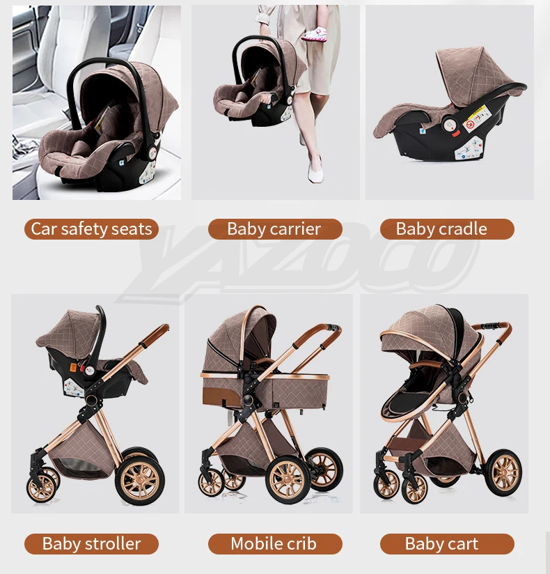 Baby Carrier Luxury Baby Stroller And Carseat Black/Gold 3-in-1 Baby  Stroller Luxury Car