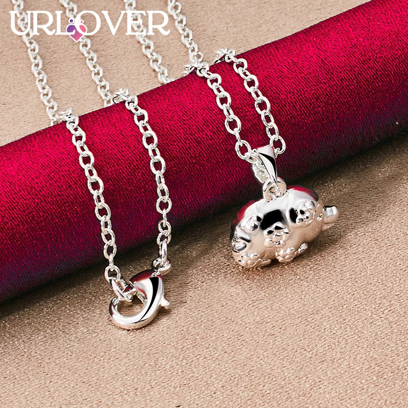 

URLOVER 925 Sterling Silver Necklace For Woman Pig Pendant Necklace Fashion Party Wedding Birthday Charm Jewelry Gifts