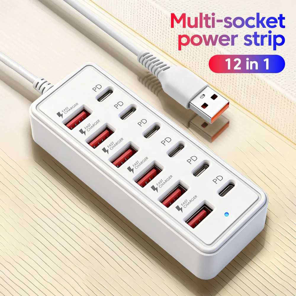 12 in 1 USB Electrical Socket Fast Charging Power Outlet Adapter Docking Stations USB Splitter Converter USB Extension Socket
