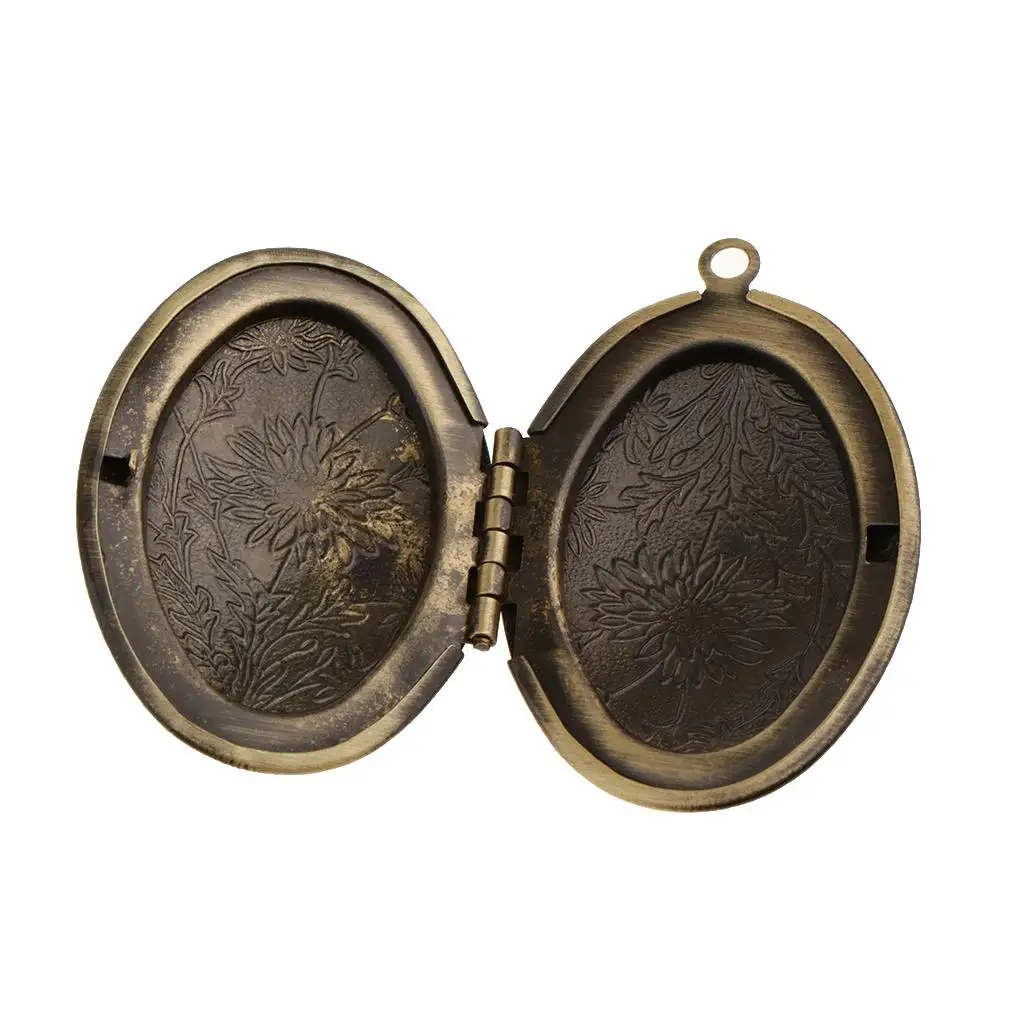 Antique Style Oval Locket Charm Pendant Vintage Picture Frame Pendant Necklace DIY Craft Supplies for Mother’s Day