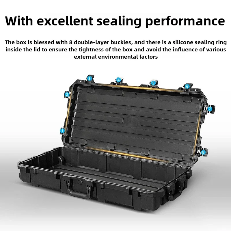 Plastic Organizing Storage Tools Box Sponge Lining Waterproof IP67 Toolbox Large Fishing Rod Hardware Organizer Tool Case Wheels
