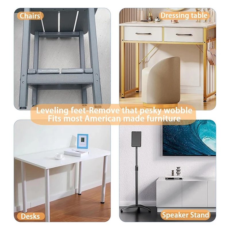 Pés de nivelamento de rosca MAKE-1/4 Polegada, niveladores de móveis de 16 PCS com porcas T, pés de móveis ajustáveis parafuso rosqueado em