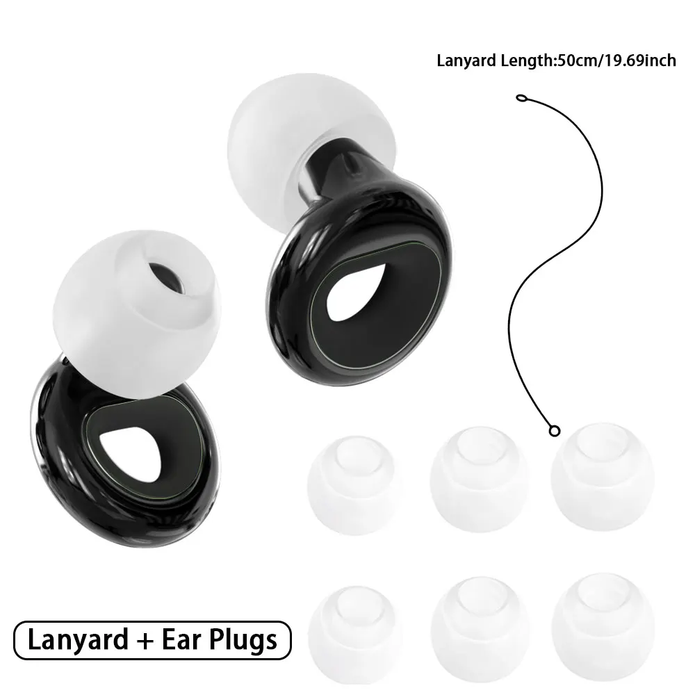 Soft Silicone High-Fidelity Sound Isolation Ear Plugs with Reusable Silicone Lanyard Extra Coverage Earplugs for Concerts