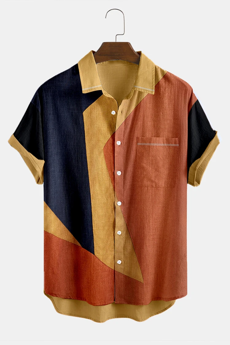 

Fashion Men's Striped Casual Shirts Streetwear Short Sleeve Loose Top 3D Digital Printed Blouse Shirts Oversized 5XL