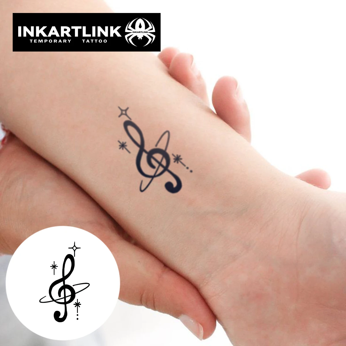 3 pcs Musical Note Temporary Tattoo,Lasts To 15 Days New Technology Magic Waterproof Semi Permanent Sticker.