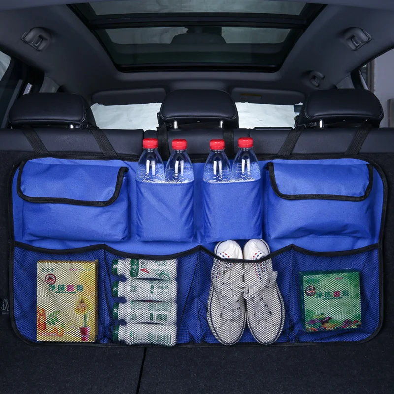 Car Trunk Organizer Adjustable Backseat Storage Bag Net High Capacity Multi-use Automobile Seat Back Organizers Storage Bag