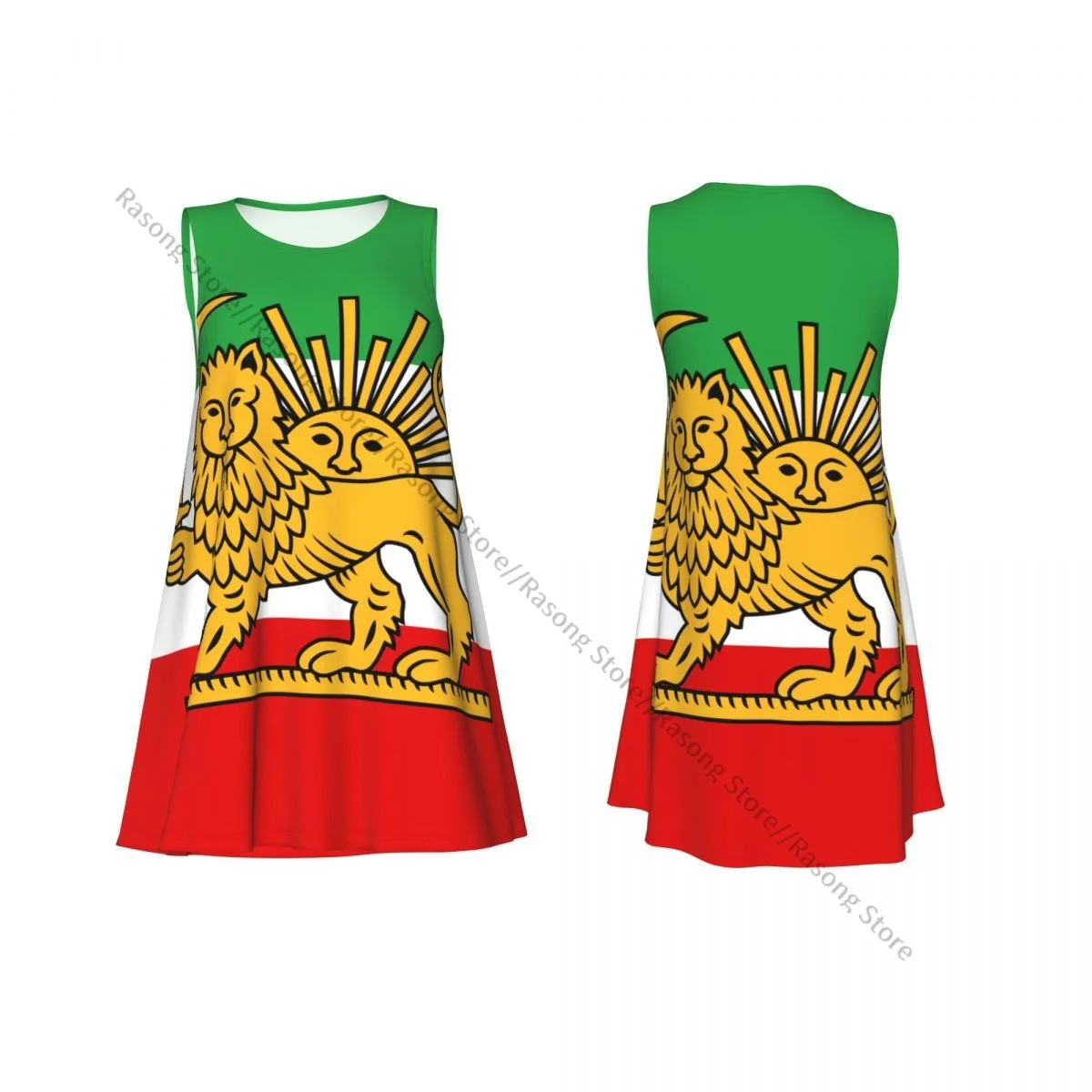 Women's Dress Tricolour Flag Of Iran Summer Casual T Shirt Beach Cover up Tank Dress