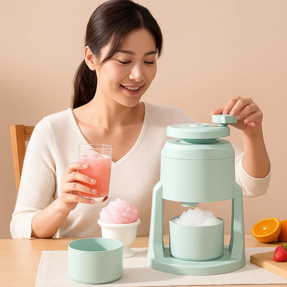 

Plastic Manual Shaved Ice Machine Labor-saving DIY Ice Breaking Machine Anti Slip Handle High-capacity Drink Making Machine