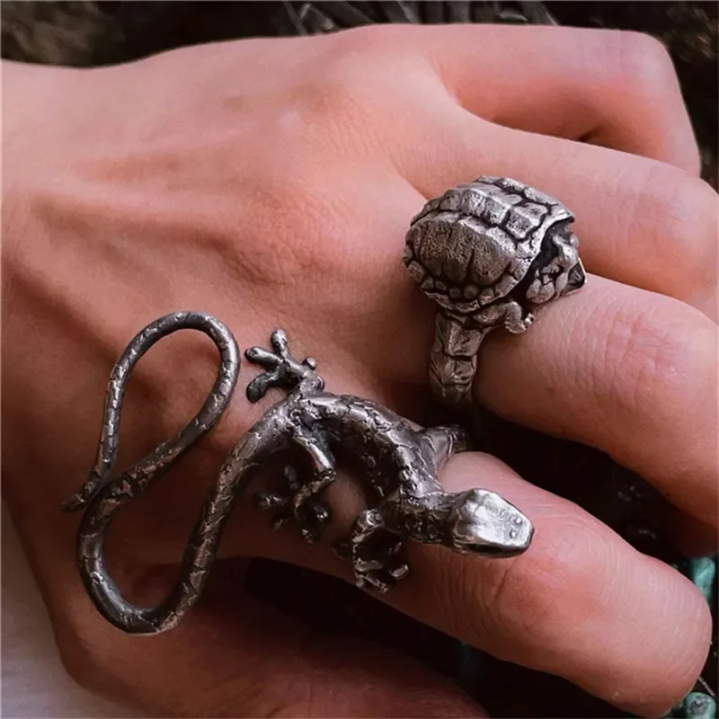 Ethnic Style Retro Silver Color Little Turtle Ring UNISEX Animal Jewelry Rings Representing Longevity and Good Luck