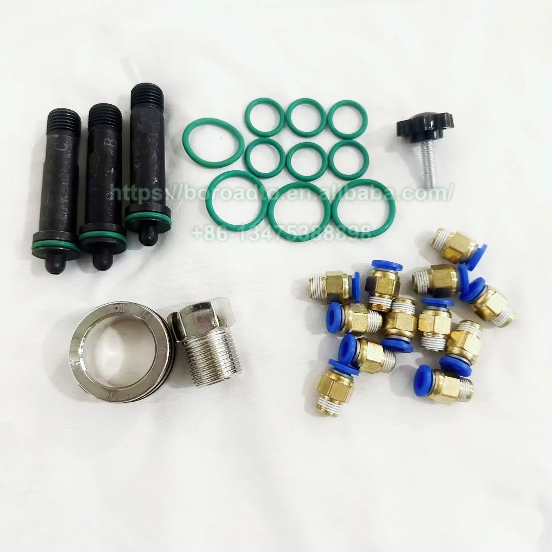 Kit de réparation d'injecteur diesel Common Rail : adaptateur d'entrée d'huile, collier de serrage, joint d'étanchéité, buse de carburant, kit de remplacement des pièces usées vulnérables