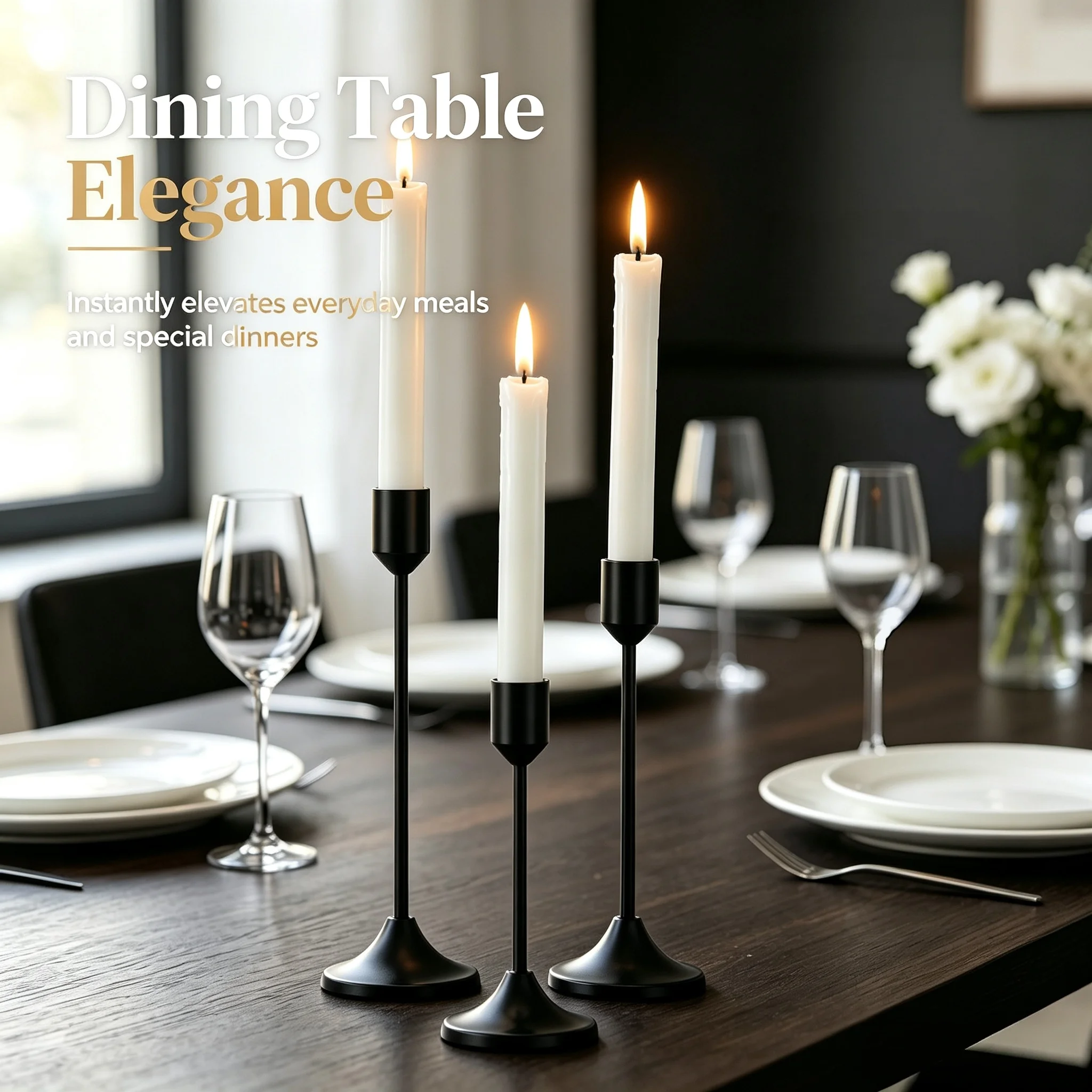 Vintage‑Inspired Matte Black Candlestick Holders Set Multi‑Size Metal Taper Candle Stand for Banquet Wedding Home Table Ornament