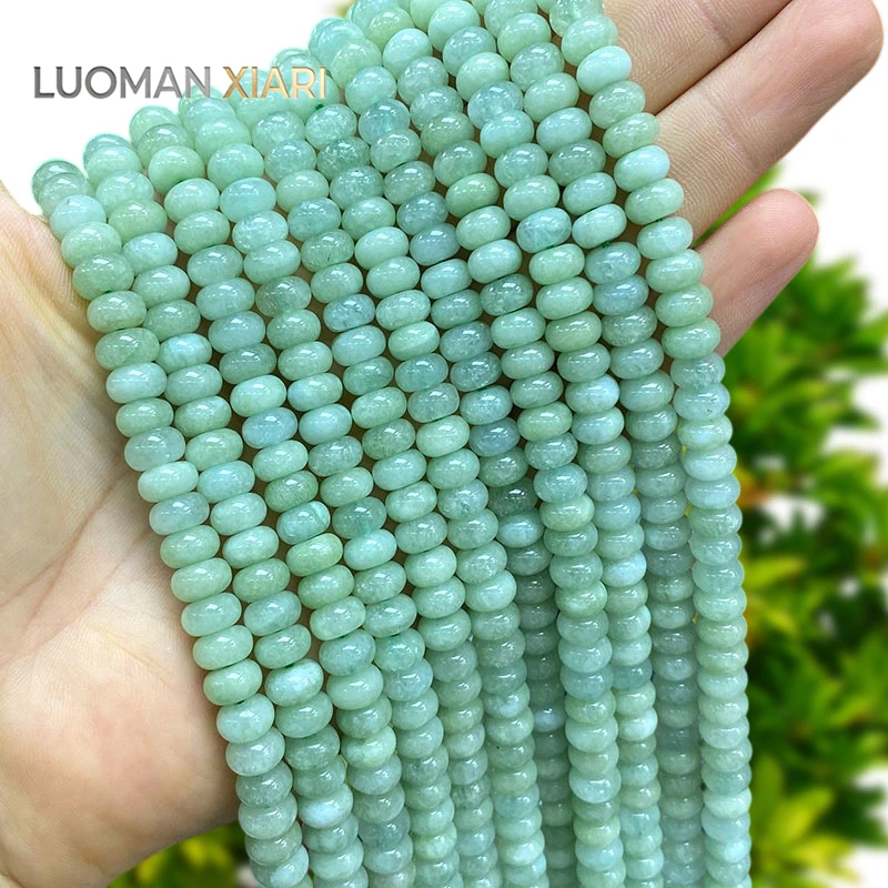 Wheels 5x8mm Natural Stone Green Jadeite Color Chalcedony Spacer Beads for Jewelry Making Diy Bracelets Charms Accessories 15''